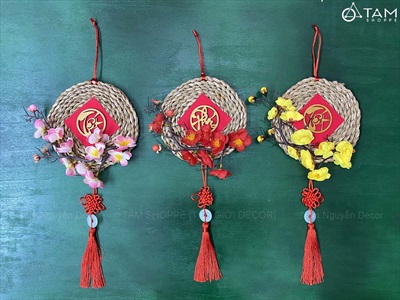 Vòng treo cửa Tết Lục Bình Mai Đào [3 Kiểu] ĐK16cm VTC-T-50